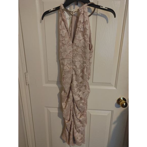 Cache Dress Bodycon Silver Hardware Lace Blush Pink Sz 6 - Picture 4 of 4